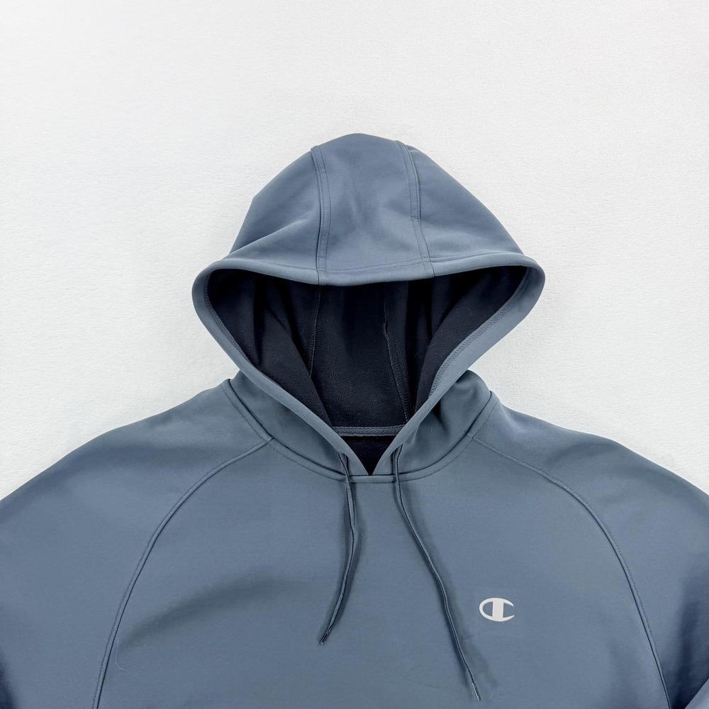 Champion Hoodie Mens XL Gray Fleece Pullover Kangaroo Pocket Logo Sweatshirt - Picture 4 of 16